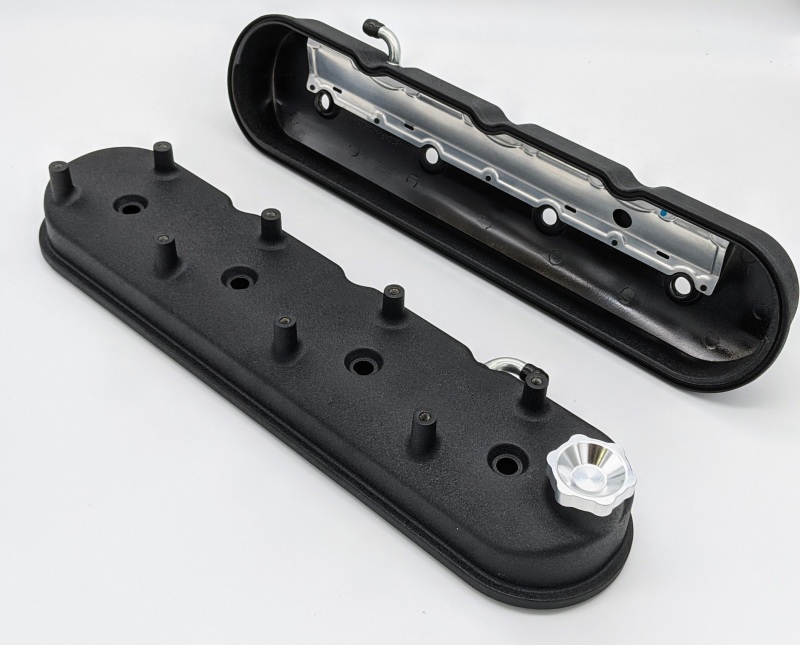 Chevrolet Silverado Valve Covers - Granatelli Motor Sports - Tall w/Angled Coil Mounts - Black Wrinkle - `96-`22